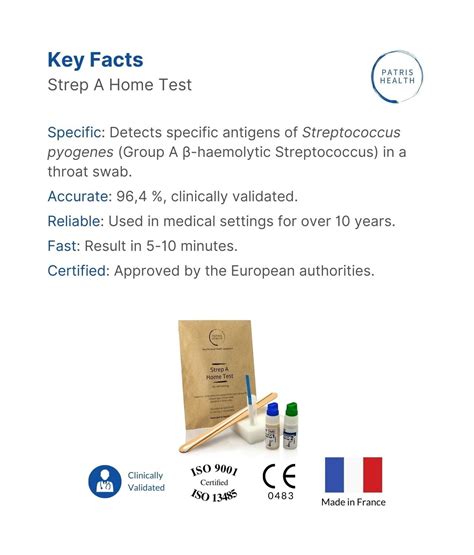 Patris Health® Strep A Home Test - EU Certified for Self-Testing