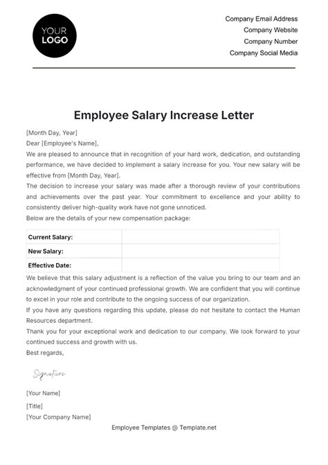 Salary Increase Letter To Employee