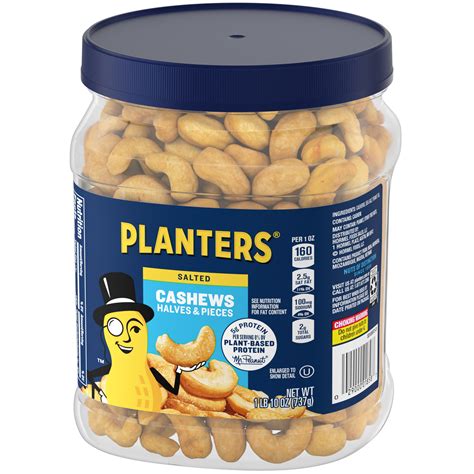 PLANTERS Salted Cashew Halves & Pieces, Party Snacks, Plant-Based ...