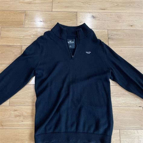 Hollister black quarter zip Size -... - Depop
