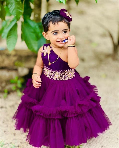 Purple Birthday Partywear Frock for baby girls - Stanwells Kids