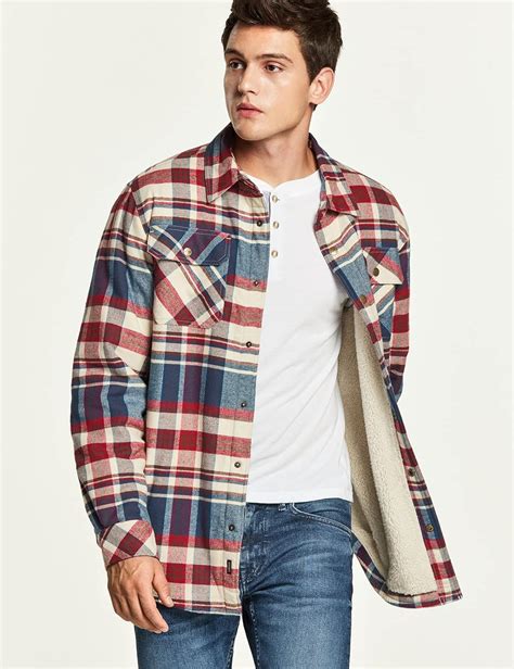 Buy CQR Men's Sherpa Lined Flannel Shirt Jacket, Soft Long Sleeve ...