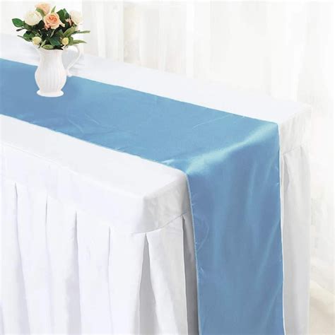 11 x 108 Satin Table Runners for Wedding Banquet - Baby Blue / 10pcs
