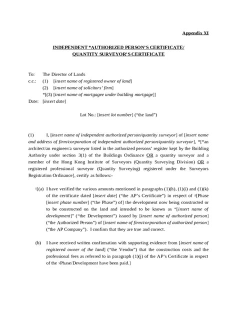 Standard of APs Certificate - Lands D Doc Template | pdfFiller