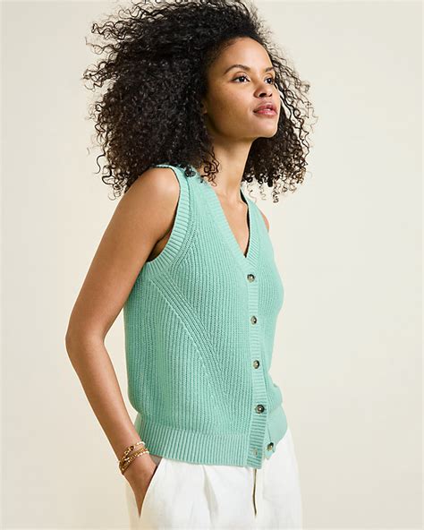 Portside Linen & Organic-Cotton Sweater Vest | Garnet Hill