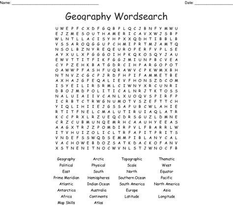 Image result for Geography Word Search Printable