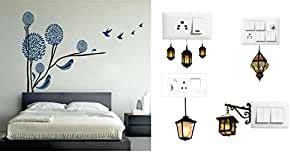 Buy Combo Wall Sticker Tree in Round Shape Blue Colour Home Modern Art ...