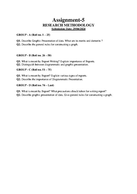 Assignment-5 ( Research Methodology ) - Assignment- 5 RESEARCH ...