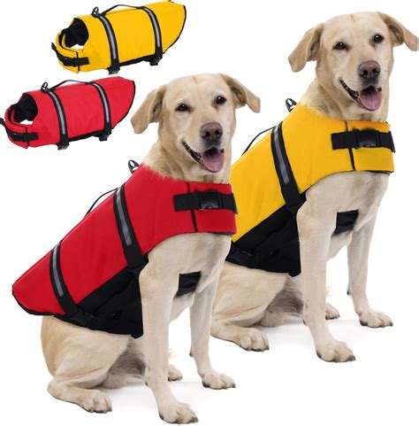 Amazon.com : Nezyo 2 Pcs Dog Life Jackets with Reflective Stripes XL ...
