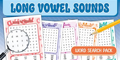 Long Vowel Sounds Word Search Pack