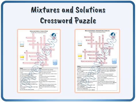 Mixtures and Solutions - Crossword Puzzle Worksheet Activity (Printable ...