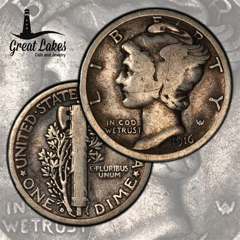 1916-D Mercury Dime PCGS VG08 - Great Lakes Coin