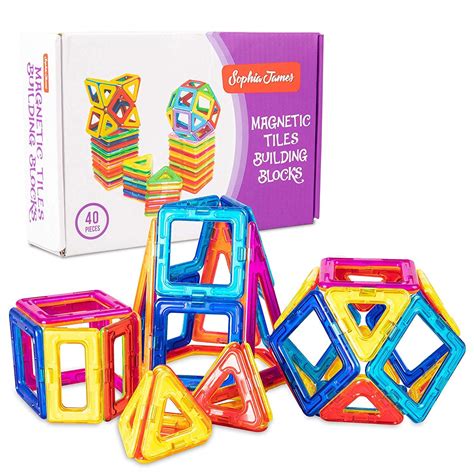 Magnetic Toys 47 Piece Magnetic Tiles Set – Kids Building Blocks, 3D ...