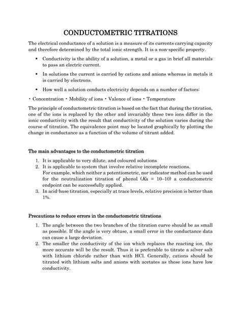 Image result for Conductometric Titration