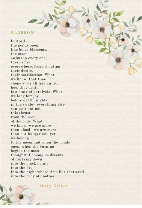 Mary Oliver Poem: Blossom Thrust from the Root Spring