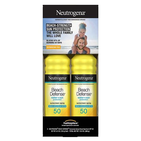 Neutrogena Beach Defense Water/Sun Sunscreen 2 ct. | BJ's Wholesale Club