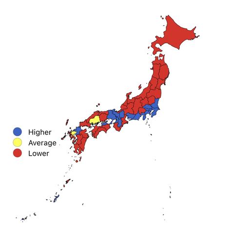 Population density of Japanese prefectures compared to national population density : r/Maps