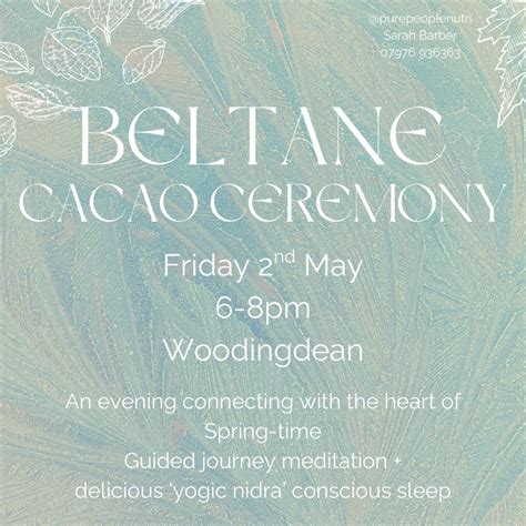 Beltane - Cacao Ceremony, Journey Meditation & Nidra Tickets, Methodist ...