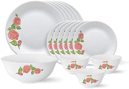 Larah by Borosil - Tiara Series, Rose Gold, 19 Pcs, Opalware Dinner Set ...