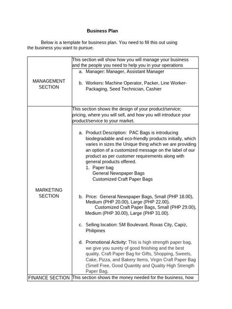 Business Plan Sample PDF 的图像结果