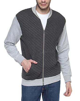 Campus Sutra Charcoal Mens Quilted Bomber Jacket (AW15_ZHQ_M_PLN_CH_S ...