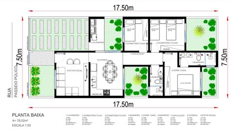 Planta Baixa Lote de 7.5 x 17.5