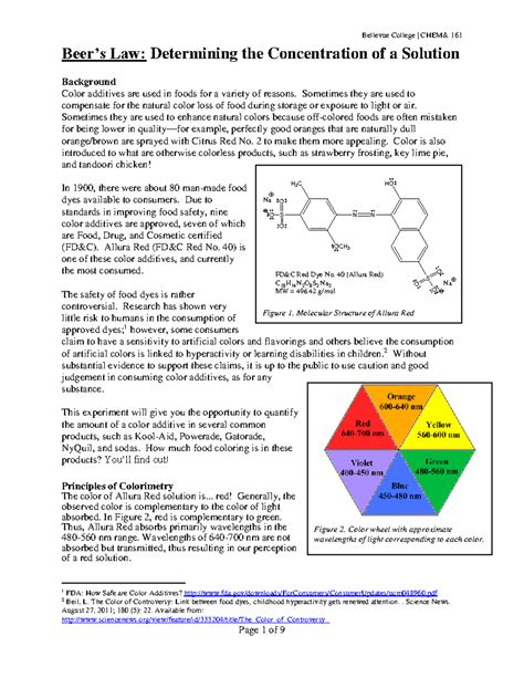 Beer's law - THIS IS FYI - Beer’s Law: Determining the Concentration of ...