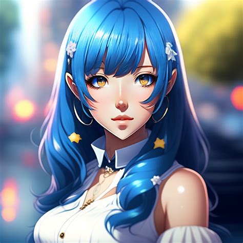Lexica - Girl with blue hair white dress short skirt anime