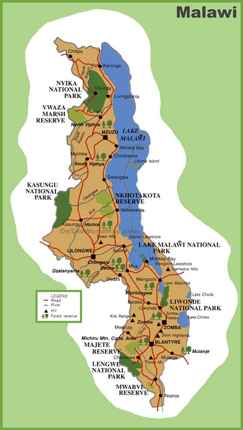 Malawi tourist map
