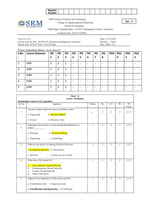 Mb18ba02-business-forecasting - SRM INSTITUTE OF SCIENCE AND TECHNOLOGY ...
