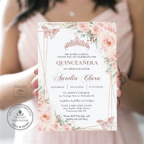 Printable Quinceanera Invitation Templates - Fillable Form 2023