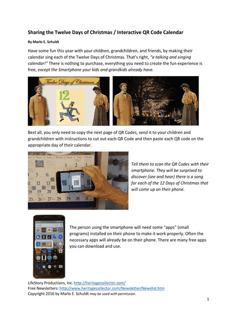Fillable Online Sharing the Twelve Days of Christmas / Interactive QR ...