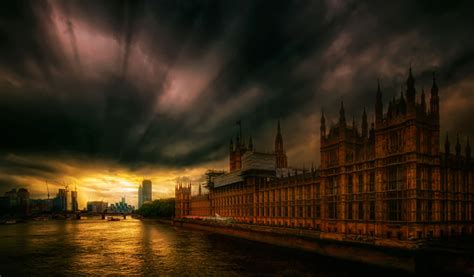 Download wallpaper clouds, river, England, London, Parliament, Thames ...