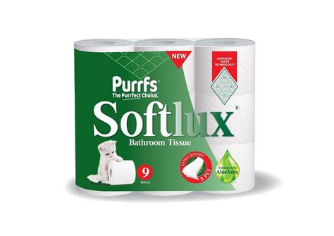 9PACK 3PLY PURRFS SOFTLUX ALOE VERA WHITE TOILET TISSUE PAPER ROLL ...