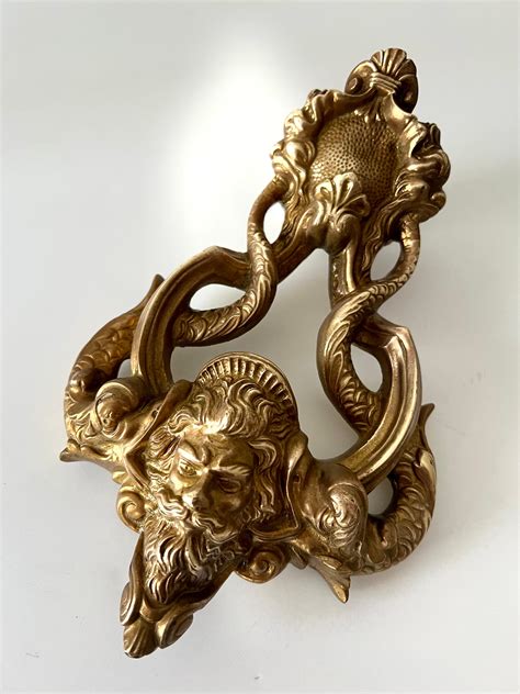 Solid Brass Spanish Door Knocker with Zeus and Dolphins Intertwined at ...
