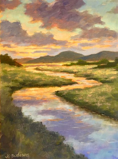Original Custom Oil Landscape Painting With Clouds, Sunset River Oil ...