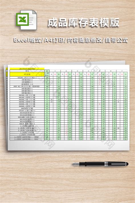 酒水库存盘点表Excel表格制作模板素材天下网精选 - 素材天下