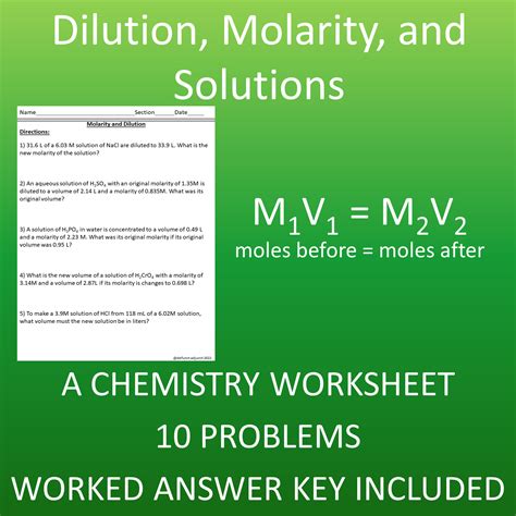Dilution Problems Worksheet M1v1 M2v2 Answer Key - prntbl ...