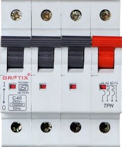 Gratix 40 amp 'C' curve TPN (Triple Pole + Neutral) MCB 4 MCB Price in ...