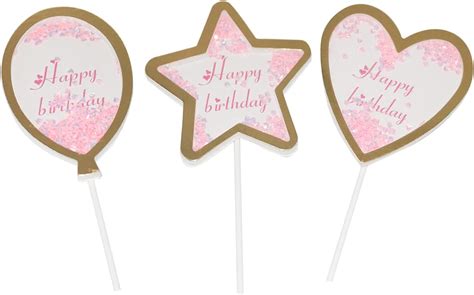 Allinthree 3 Piece Happy Birthday Cake Topper Set with Star, India | Ubuy