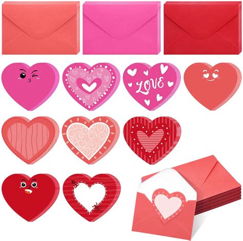 Amazon.com : Cholemy 180 Pcs Valentine's Day Cards with Envelopes Blank ...
