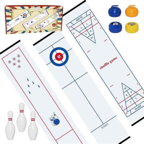 GOTHINK Games Tabletop Shuffleboard, Bowling and Curling 3 in 1 Combo ...