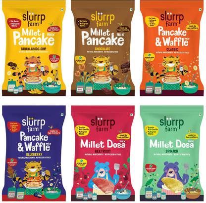 Slurrp Farm Millet Pancake and Millet Dosa Mix Trial Pack Combo, No ...