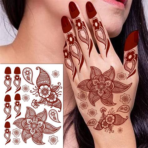 Flower Mehndi Henna Tattoo Design Waterproof For Women Temporary Body ...