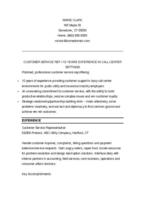 Customer Service Rep Resume Sample 的图像结果