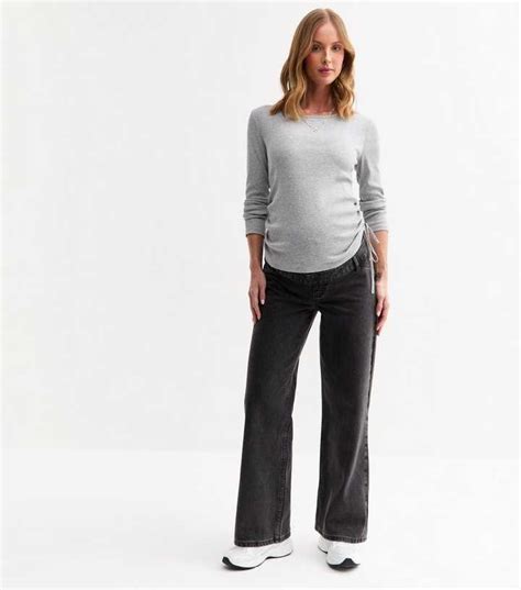 Maternity Black Over Bump Adalae Wide Leg Jeans | New Look