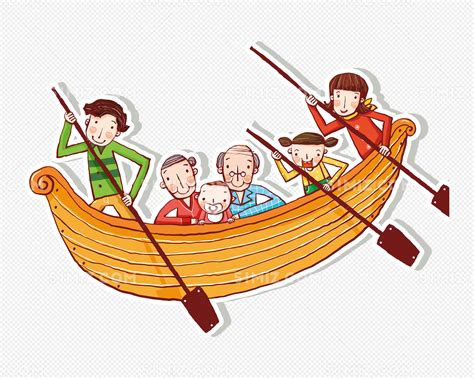 家人划船插画图片素材免费下载 - 觅知网