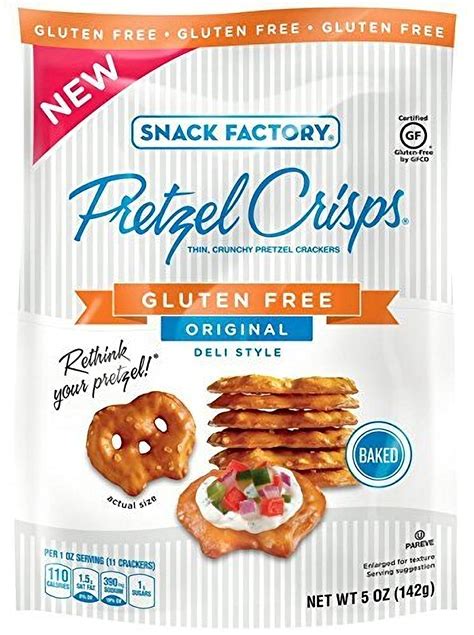 Snack Factory Gluten Free Original Pretzel Crisps, 5 Ounce (Pack of 12 ...