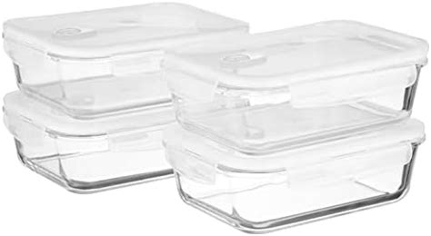 Buy Amazon Brand - Solimo Rectangular Glass Storage Storage Container ...