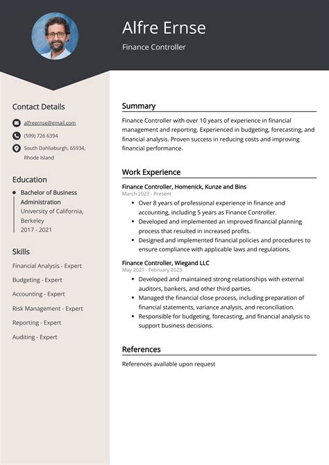 Image result for Controller Resume Examples